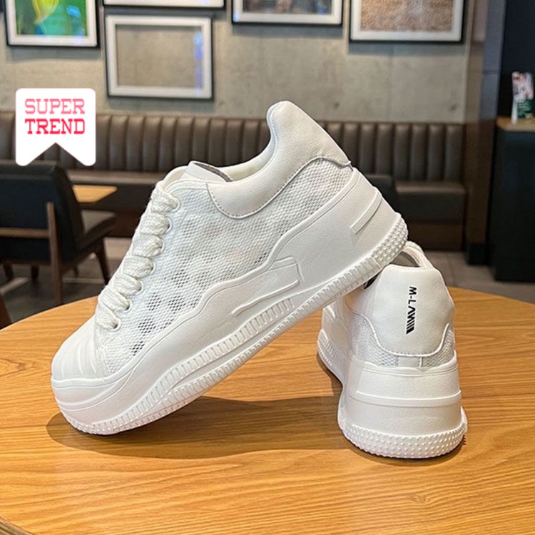 Giày Thể Thao Mũi Tròn Màu Trơn Thoáng Khí Thời Trang Mùa Hè Mới