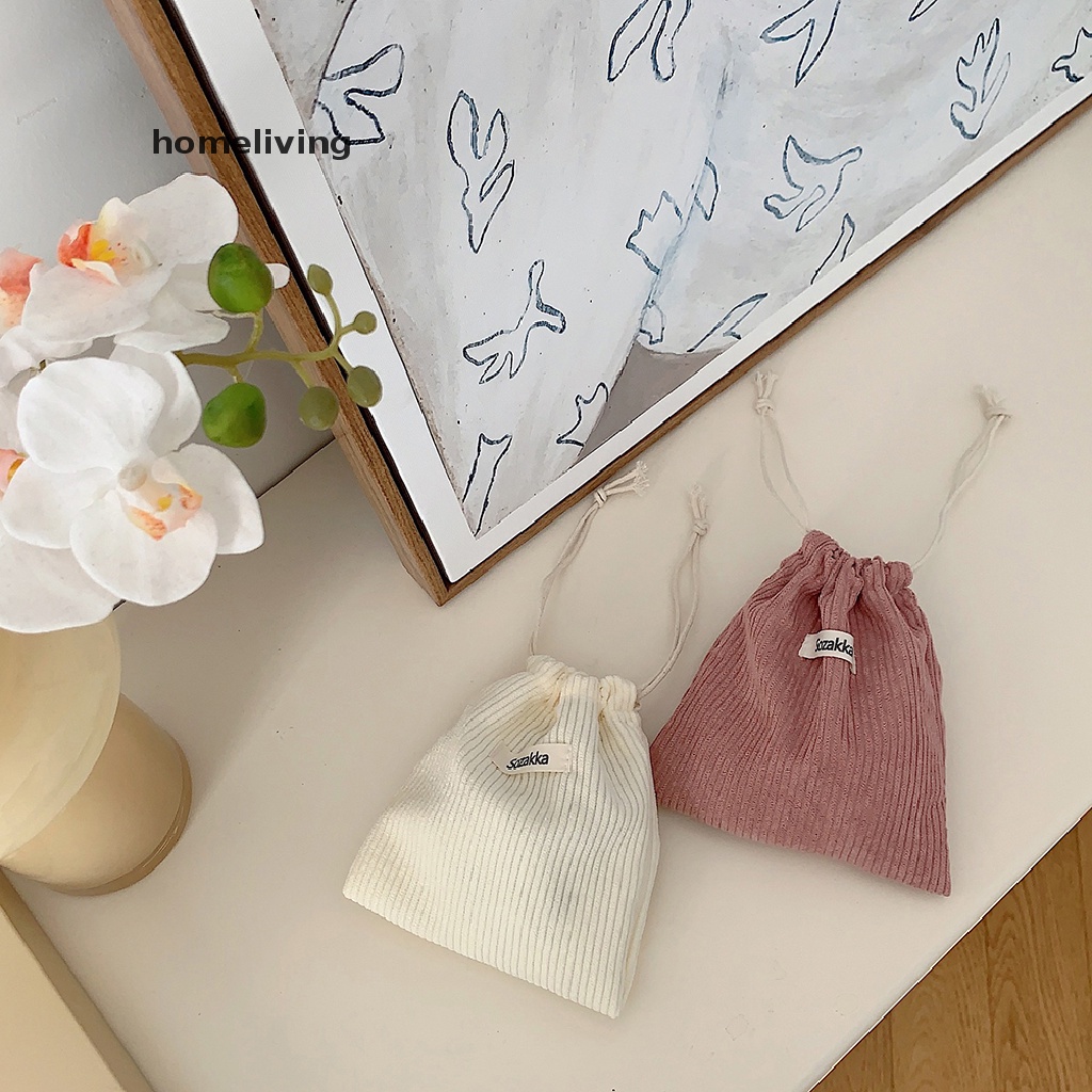 Túi Dây Rút Đựng Mỹ Phẩm / Trà / Hạt / Kẹo Bằng Vải Nhung Kẻ Tiện Dụng