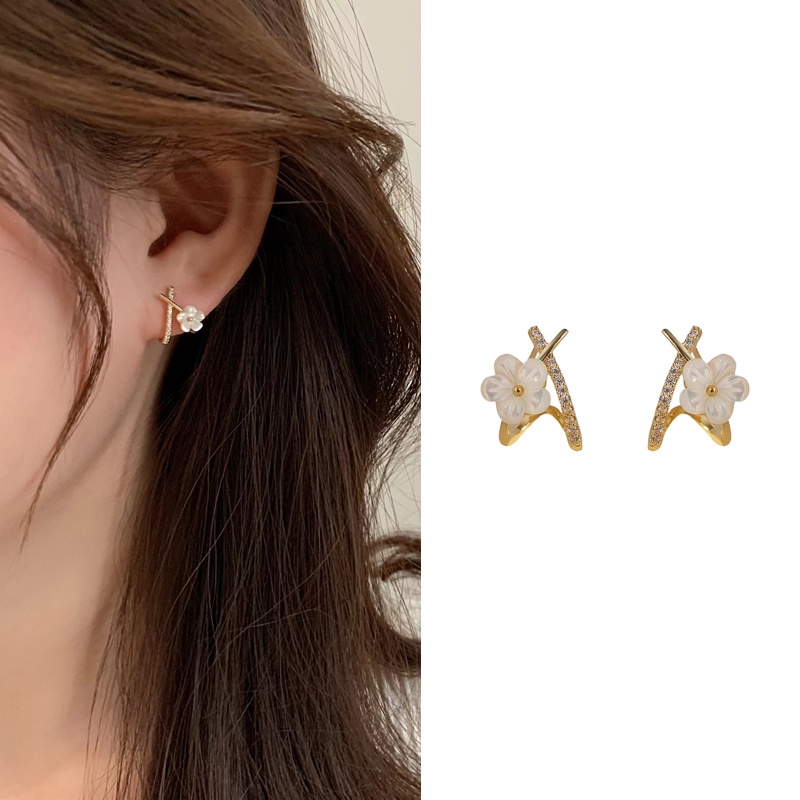 Khuyên Tai Hình Hoa Chéo Phong Cách Hàn Quốc Cao Cấp Sang Trọng