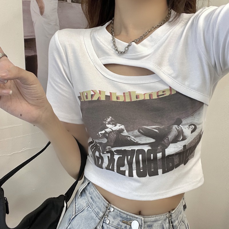 NRVP Áo Thun Tay Ngắn In Họa Tiết Phong Cách Hàn Quốc Mới Cho Nữ