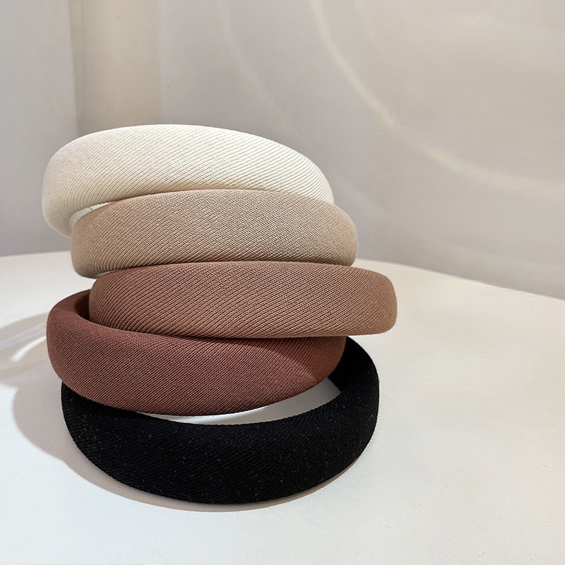 Băng Đô Cài Tóc Xốp Dày Màu Cà Phê Sữa Phong Cách Hàn Quốc Đơn Giản Không Đau Màu Trơn Cài Tóc Cho Nữ