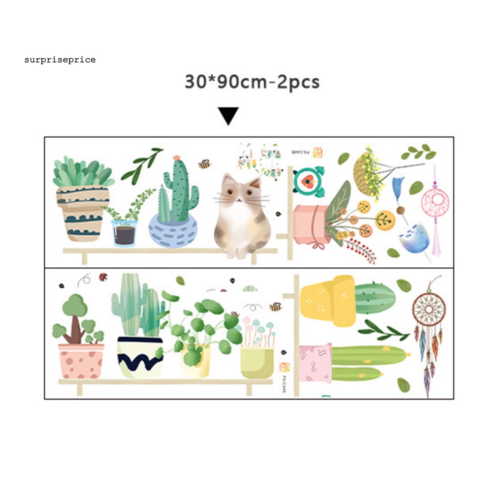 Set 2 Sticker Dán Tường Họa Tiết Mèo Và Cây Dễ Thương Bắt Mắt