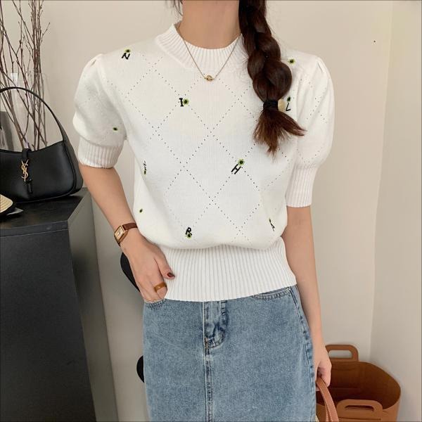 SUXI Áo Thun Dệt Kim Tay Ngắn Dáng Rộng Thời Trang Mùa Hè Dành Cho Nữ