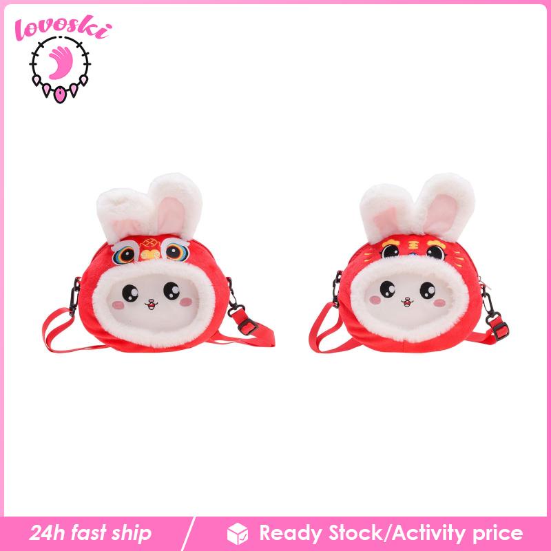 Túi Xách Đeo Vai Hình Thỏ 3D Bằng Vải Lông Cho Nữ