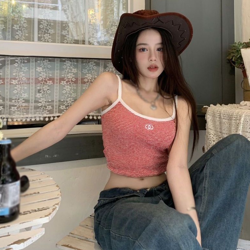 Áo Dệt Kim Sát Nách Dáng Ôm Màu Tương Phản Thời Trang Cho Nữ