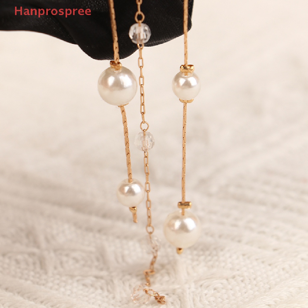 Dây Cột Tóc Chiffon Bản Lớn Đính Đá &amp; Ngọc Trai Phối Tua Rua Thời Trang Cho Nữ