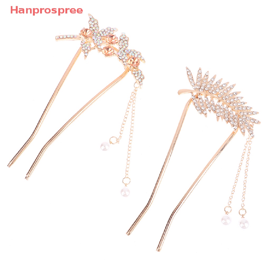 (Hanprospree) Kẹp Tóc Hợp Kim Hình Chữ U Đính Ngọc Trai Và Kim Cương Giả Thanh Lịch Thời Trang