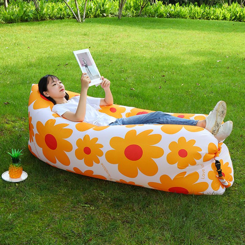 Sofa lười bơm hơi lưới màu đỏ giường hơi đệm hơi di động ngoài trời