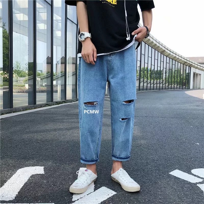 Quần jeans Dài Rách Gối Thời Trang Dành Cho Nam