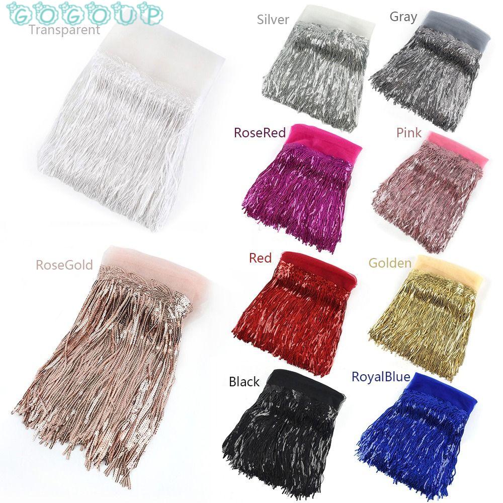 Dải Dây Ren Đính Kim Sa Tua Rua 10Yards Dùng Trang Trí Quần Áo DIY