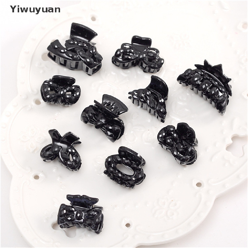 < Yiwuyuan > Bộ 10 Kẹp Tóc Nhựa Nhỏ Màu Đen Thời Trang Đang Bán Chạy