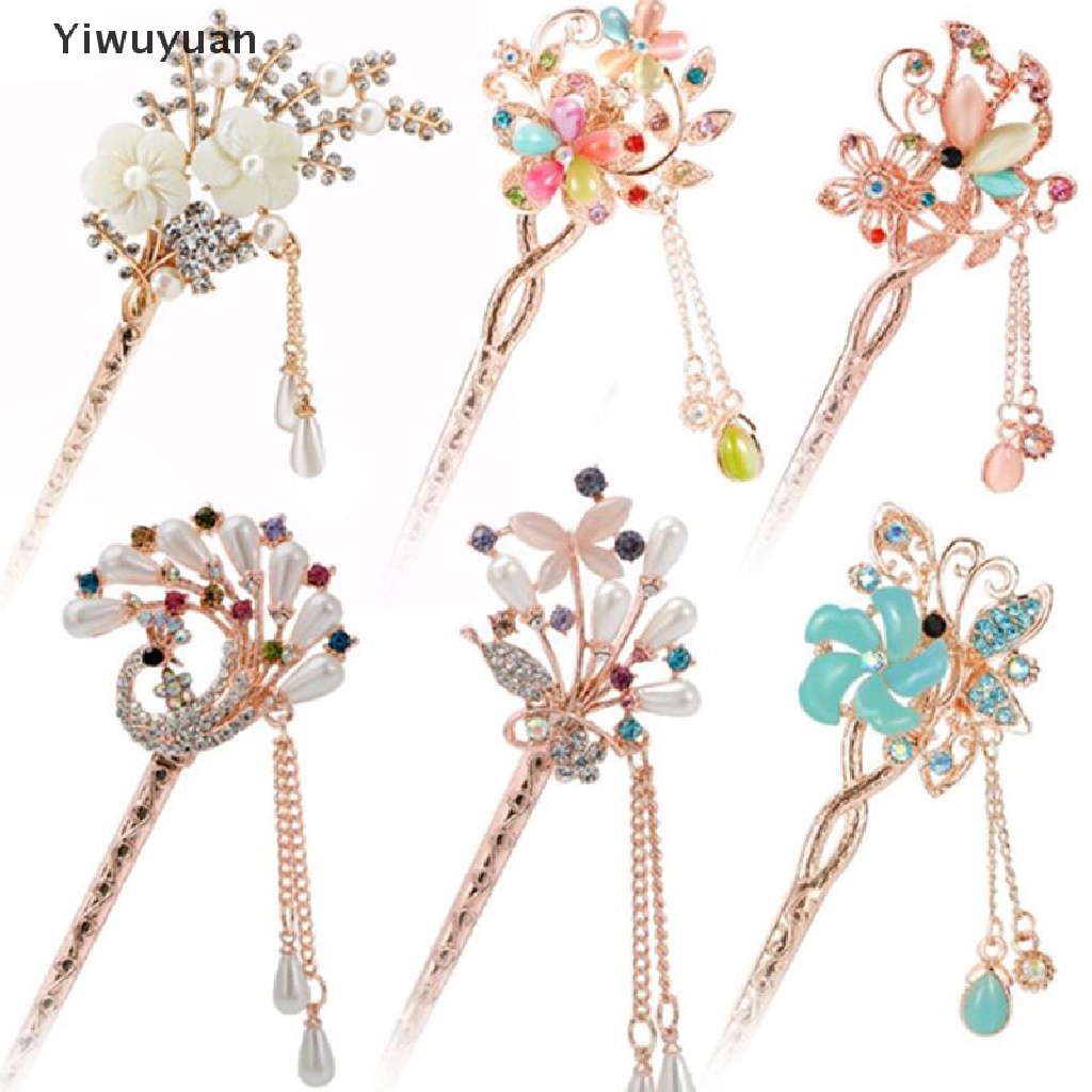 1 Trâm Cài Tóc Kim Loại Đính Đá Phong Cách Trung Hoa Cổ Điển