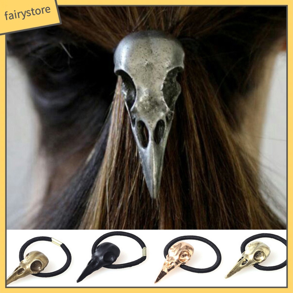 Dây Cột Tóc Đuôi Ngựa Co Giãn Hình Đầu Lâu Phong Cách Punk Halloween Dành Cho Nữ [Fairy4]