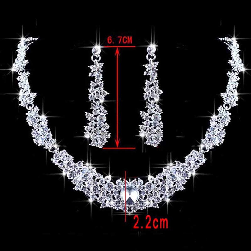 Set Vòng cổ Và Đôi Khuyên Tai Đính Đá Thời Trang Dành Cho Nữ