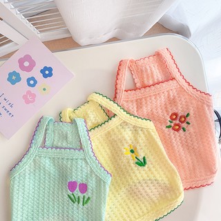 Áo Ba Lỗ Thêu Hoa Cho Thú Cưng