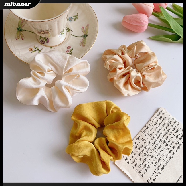 Dây Cột Tóc Scrunchies Bằng Vải Màu Sắc Ngọt Ngào Đơn Giản