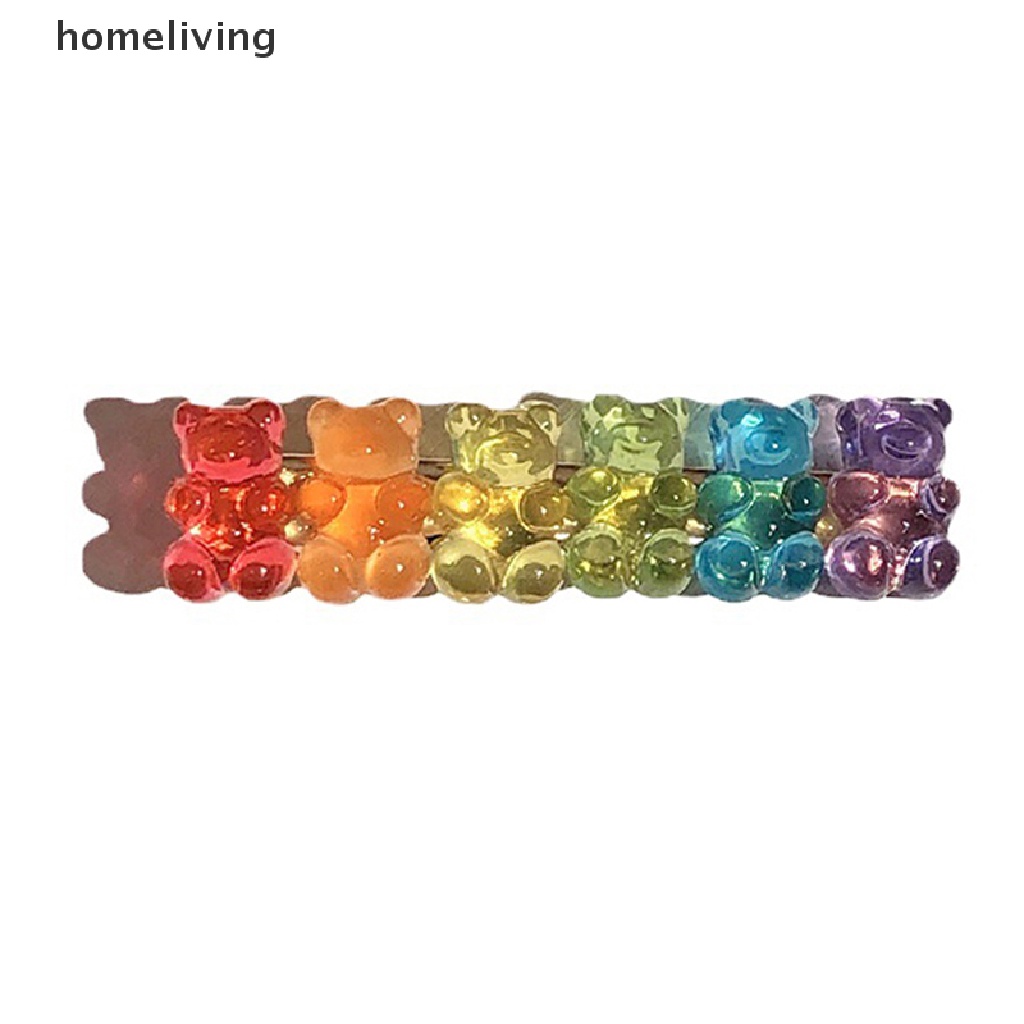 Kẹp Tóc Dạng Thạch Hình Gấu Hoạt Hình Màu Kẹo Ngọt Cho Nữ