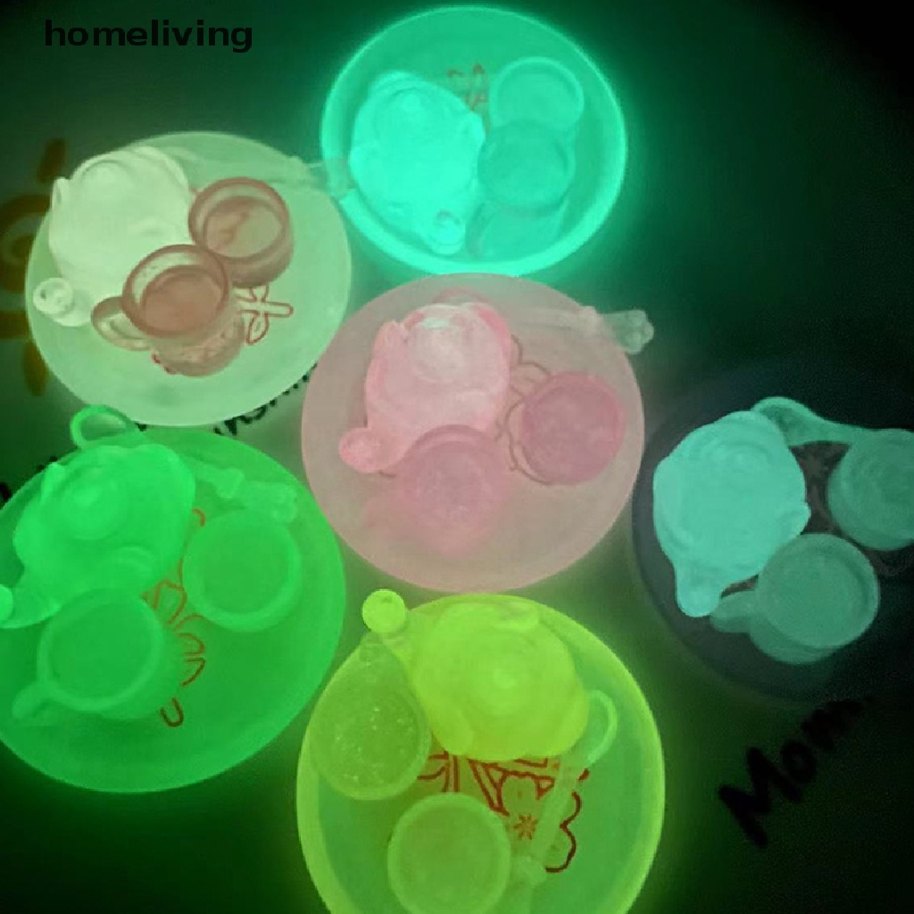 Bộ Ấm Trà Nhỏ Ba Chiều Bằng Nhựa Resin Trong Suốt Dạ Quang Chạm Khắc Ba Chiều Trang Trí Thủ Công