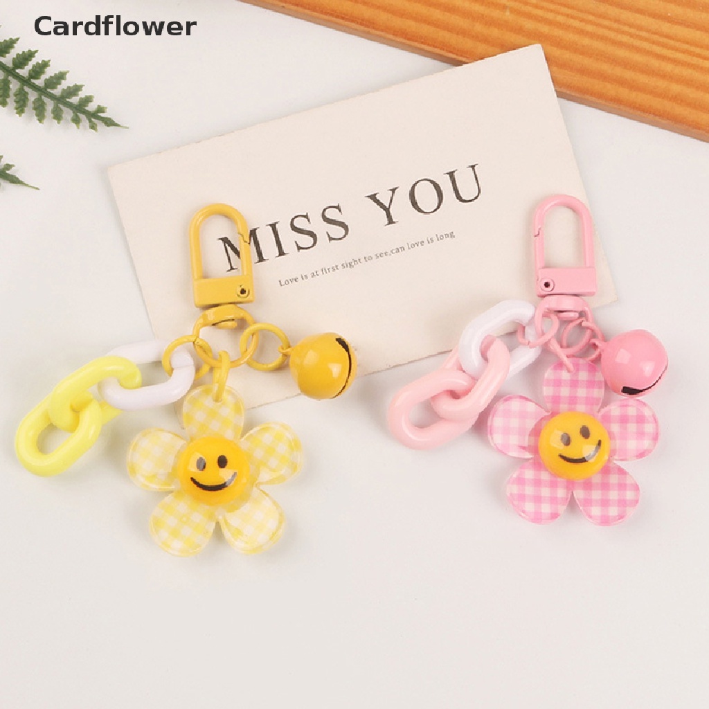 < Cardflower > Móc Chìa Khóa Hình Hoa Hướng Dương Mặt Cười Mặt Cười Dễ Thương Có Chuông Phụ Kiện Đồ Chơi Quà Tặng Trang Trí