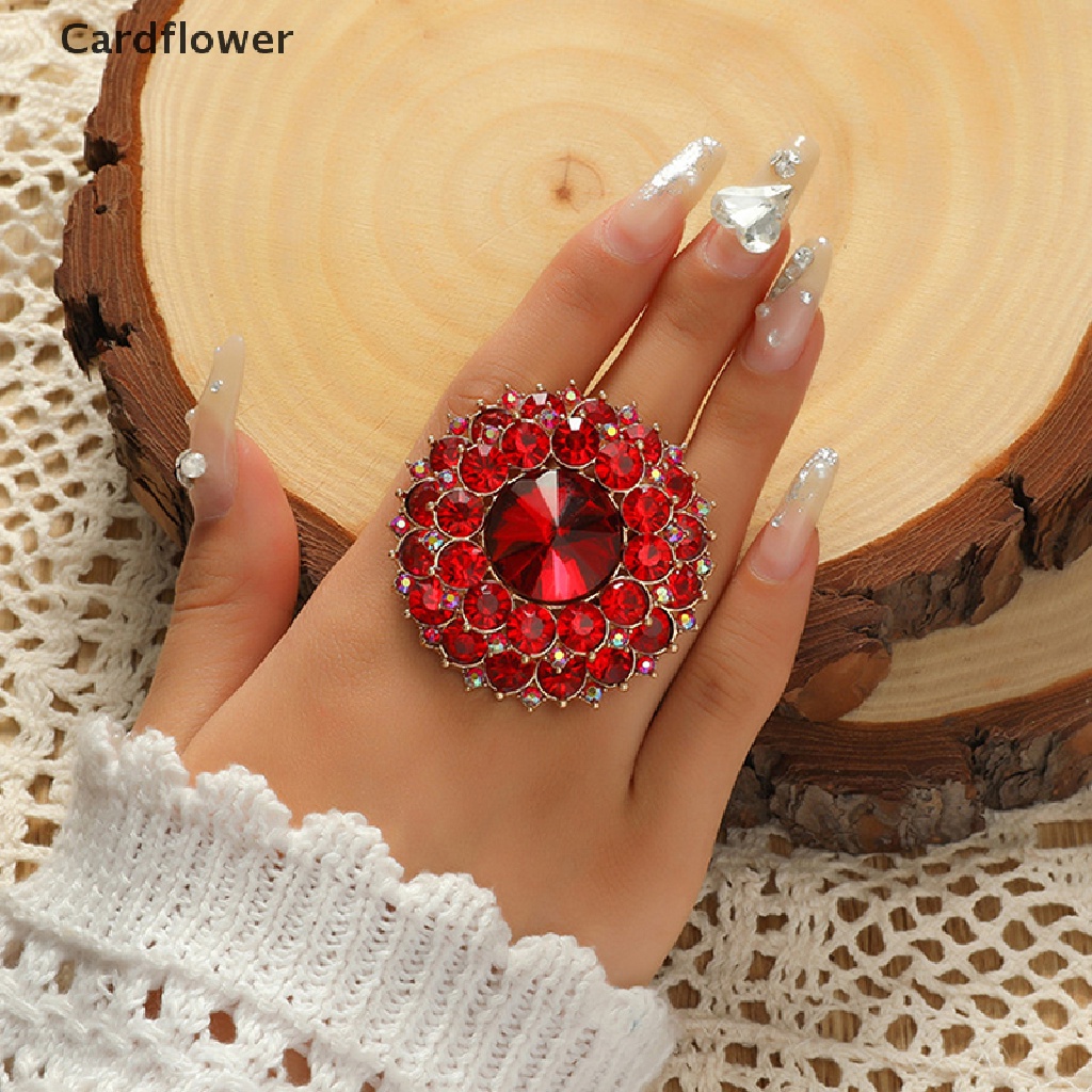 &lt; Cardflower &gt; Nhẫn Đính Đá Pha Lê Tròn Lớn Phong Cách Boho Cổ Điển Độc Đáo Làm Quà Tặng Sinh Nhật / Đám Cưới