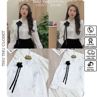 Áo sơ mi trắng tag hoa siêu xinh. Size S M
