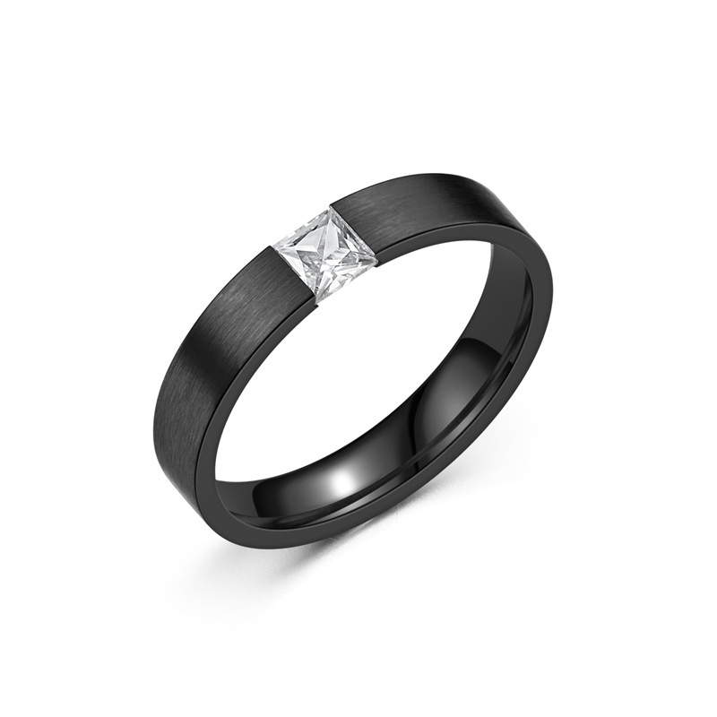 Nhẫn Thép Titan 4mm Đính Đá zircon 4mm Kiểu Đơn Giản Thời Trang Cho Nam Và Nữ