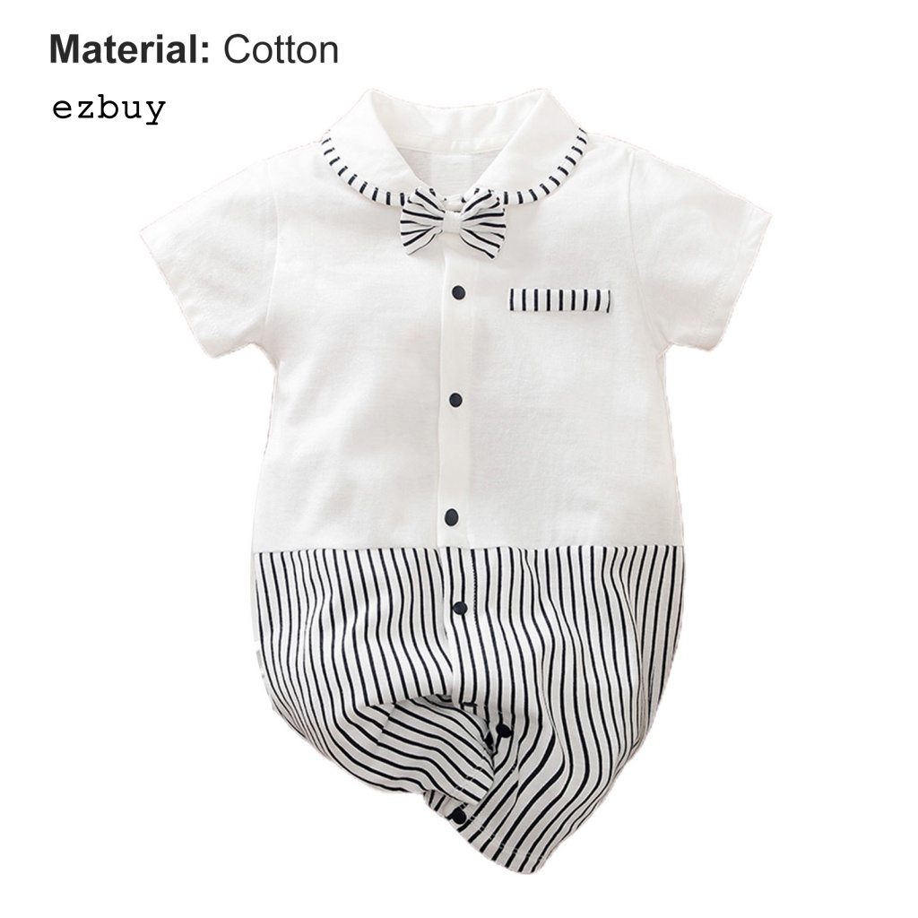 Bộ Đồ Ngủ Liền Thân Tay Ngắn Phong Cách Quý Ông Thời Trang Xuân Hè Cho Bé Sơ Sinh