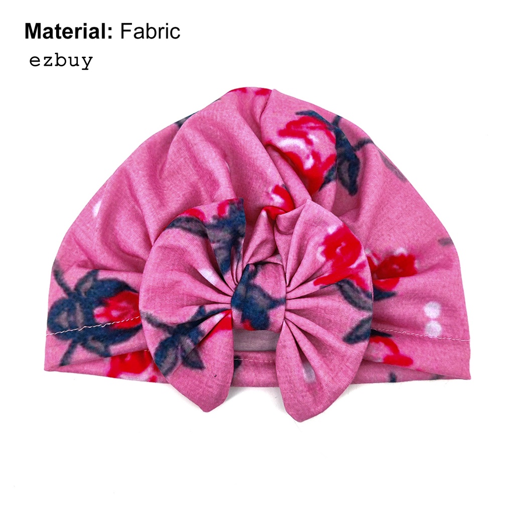 Mũ Vải Co Giãn Thoáng Khí Thắt Nơ In Hoa Dành Cho Bé