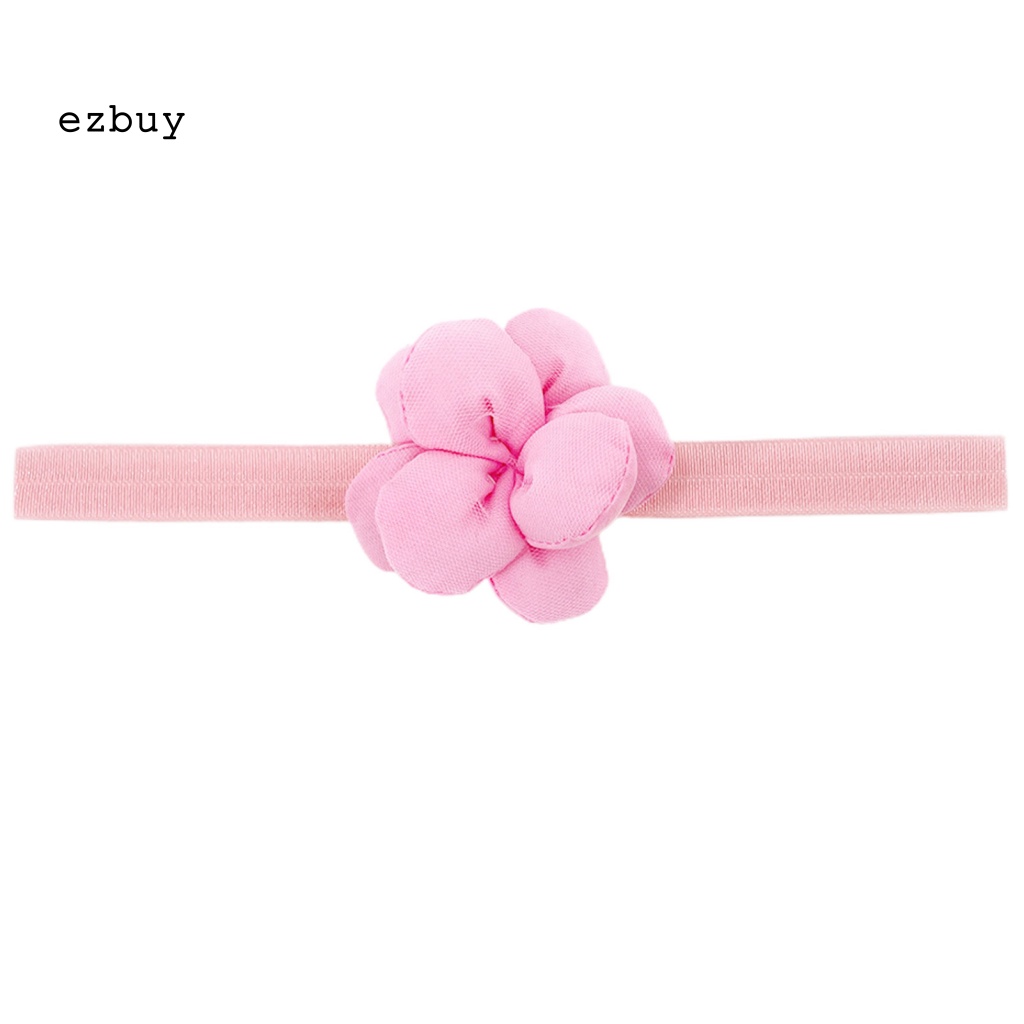 Băng Đô Cài Tóc Đính Hoa 3D Co Giãn Màu Sắc Trơn Thoải Mái Thời Trang Cho Bé Gái