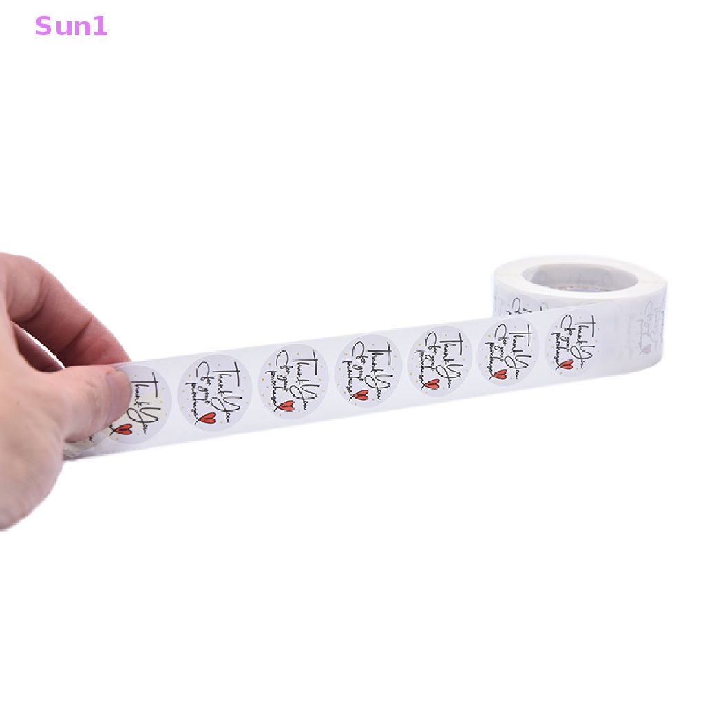 Sun1 > 500 Miếng Dán Hình Tròn / Trái Tim In Chữ Thank You Trang Trí Đa Ứng Dụng