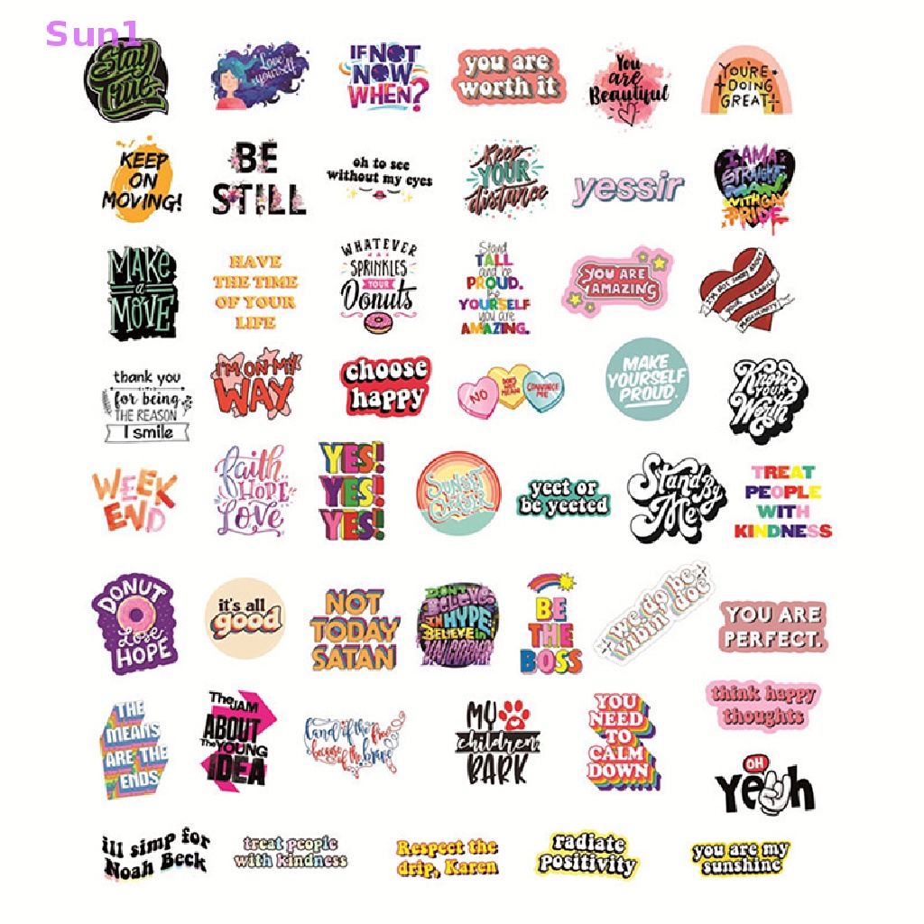 Set 50 Miếng Dán Đề Can In Chữ Motivational DIY Trang Trí Đa Ứng Dụng