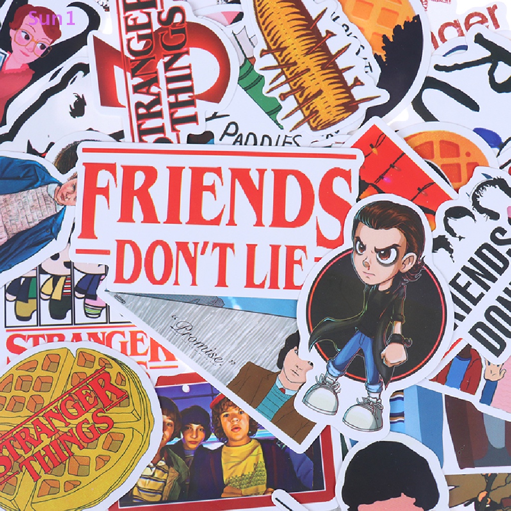 Bộ 50 Sticker Dán Trang Trí Ván Trượt / Laptop / Điện Thoại Hình Stranger Things
