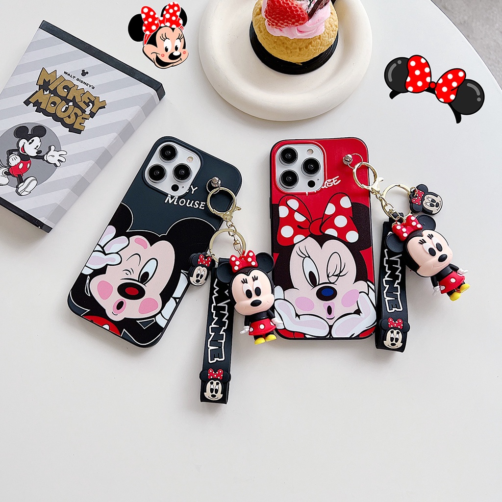 DISNEY Ốp Điện Thoại Gắn Búp Bê Mickey Minnie 3D Cho Samsung Galaxy S23 Ultra S22 S21 + S21FE S20 A14 A53 A71 A51 A50 A20s A10s