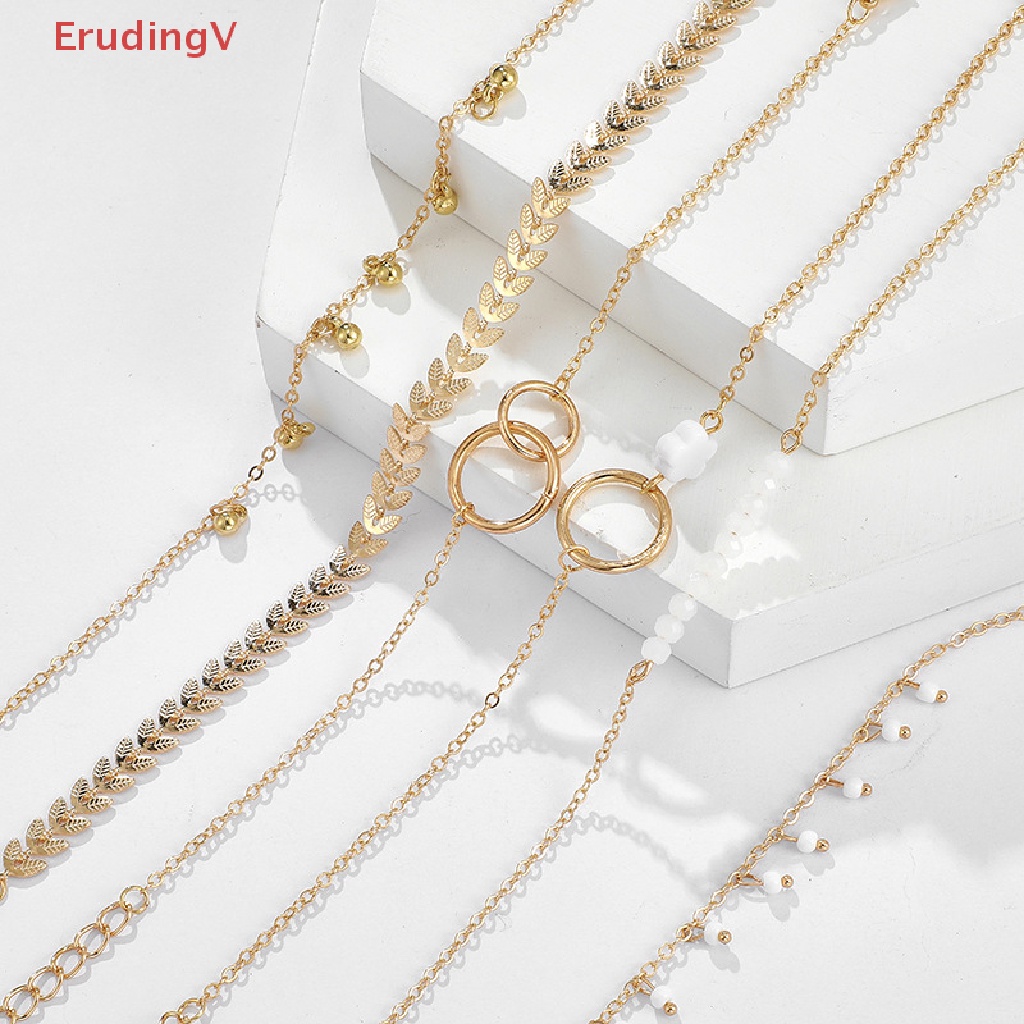 Bộ 6 Vòng Tay Dây Xích Tua Rua Hình Chiếc Lá Phong Cách Boho Thời Trang Cho Nữ