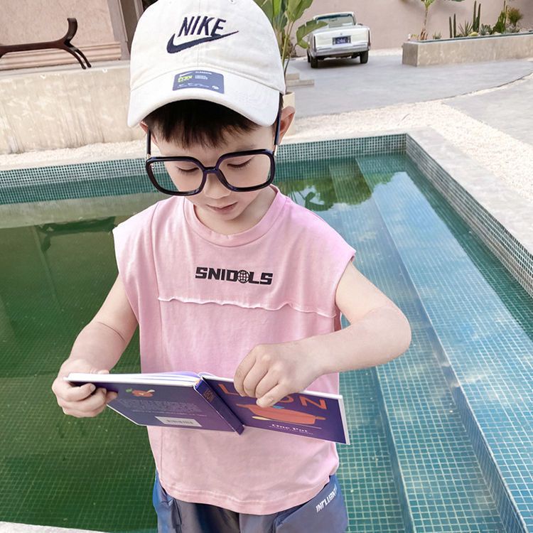 Hàng Mới Về Mới Áo Thun Cotton Sát Nách Dáng Rộng In Chữ Thoải Mái Thời Trang Mùa Hè Cho Bé Trai