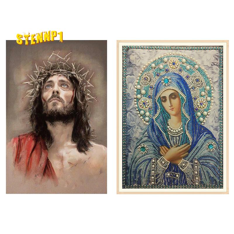 Bộ 2 Tranh Đính Đá 5D Tự Làm Hình Chúa Jesus Sinh Nhật Và Chúa Jesus