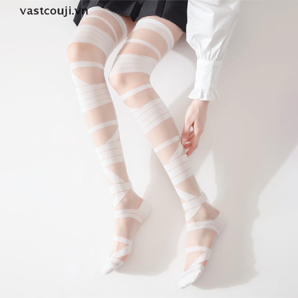 1 Đôi Tất Len Dài Qua Gối Đan Dây Chéo Phong Cách Lolita Gợi Cảm Cho Nữ