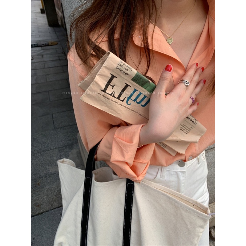 SUXI Áo Sơ Mi Tay Dài Dáng Rộng Màu Sắc Đơn Giản Phong Cách Hàn Quốc Thời Trang Cho Nữ