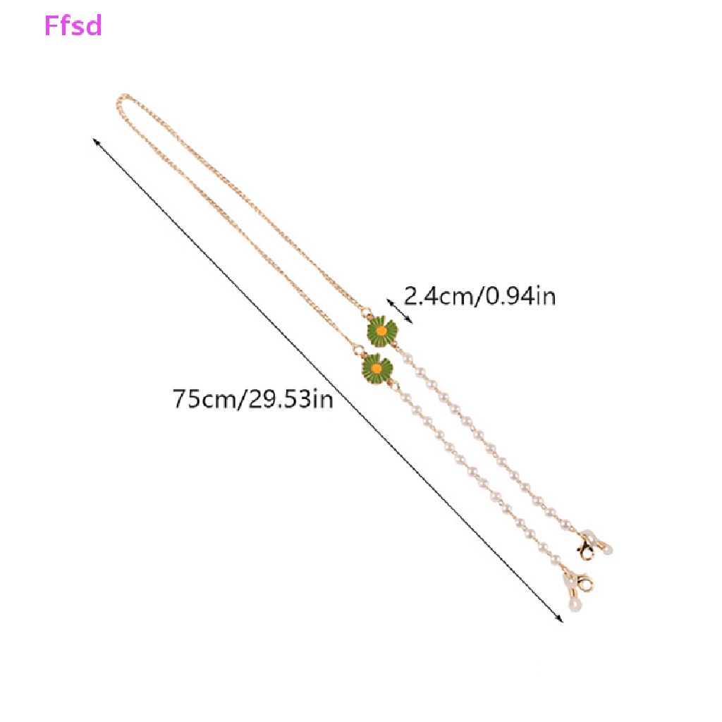 {Ffsd} Dây Đeo Mắt Kính Đính Hạt Ngọc Trai Hình Hoa Cúc Trang Sức Đa Năng * Bán Chạy