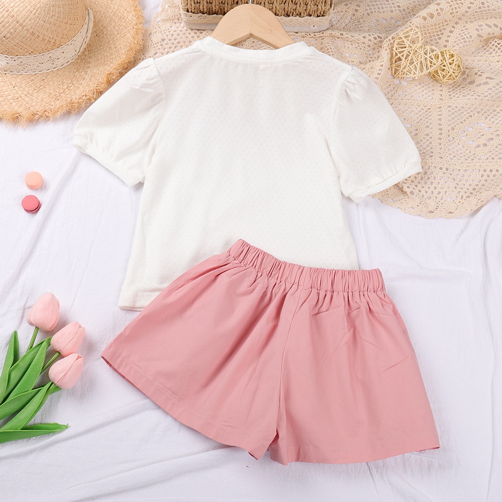 Set đồ mùa hè 2 món BEAR LEADER gồm áo thun và quần ngắn in hoa phong cách Hàn Quốc 2023 cho bé gái 2-6 tuổi