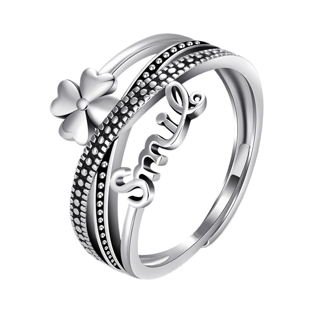 Nhẫn Hở Nhiều Lớp Thoải Mái Trang Trí Hình Cỏ 4 Lá Phong Cách Hàn Quốc Thời Trang