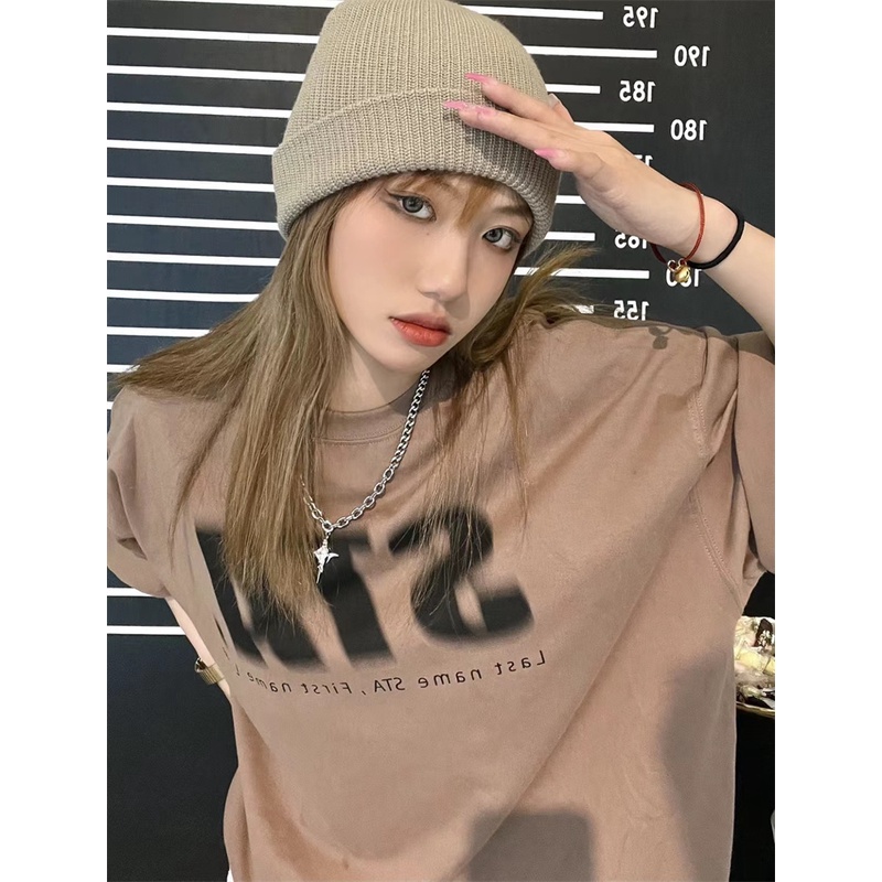 Sta - Phantom Áo Thun Cotton Tay Ngắn Dáng Rộng Cổ Tròn In Chữ Fzzy Dfdh Phong Cách Đường Phố Cho Nam Và Nữ