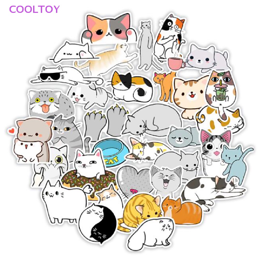 Túi 50 Miếng Dán Chống Thấm Nước Họa Tiết Hoạt Hình Dễ Thương Trang Trí Sổ Tay / Máy Tính