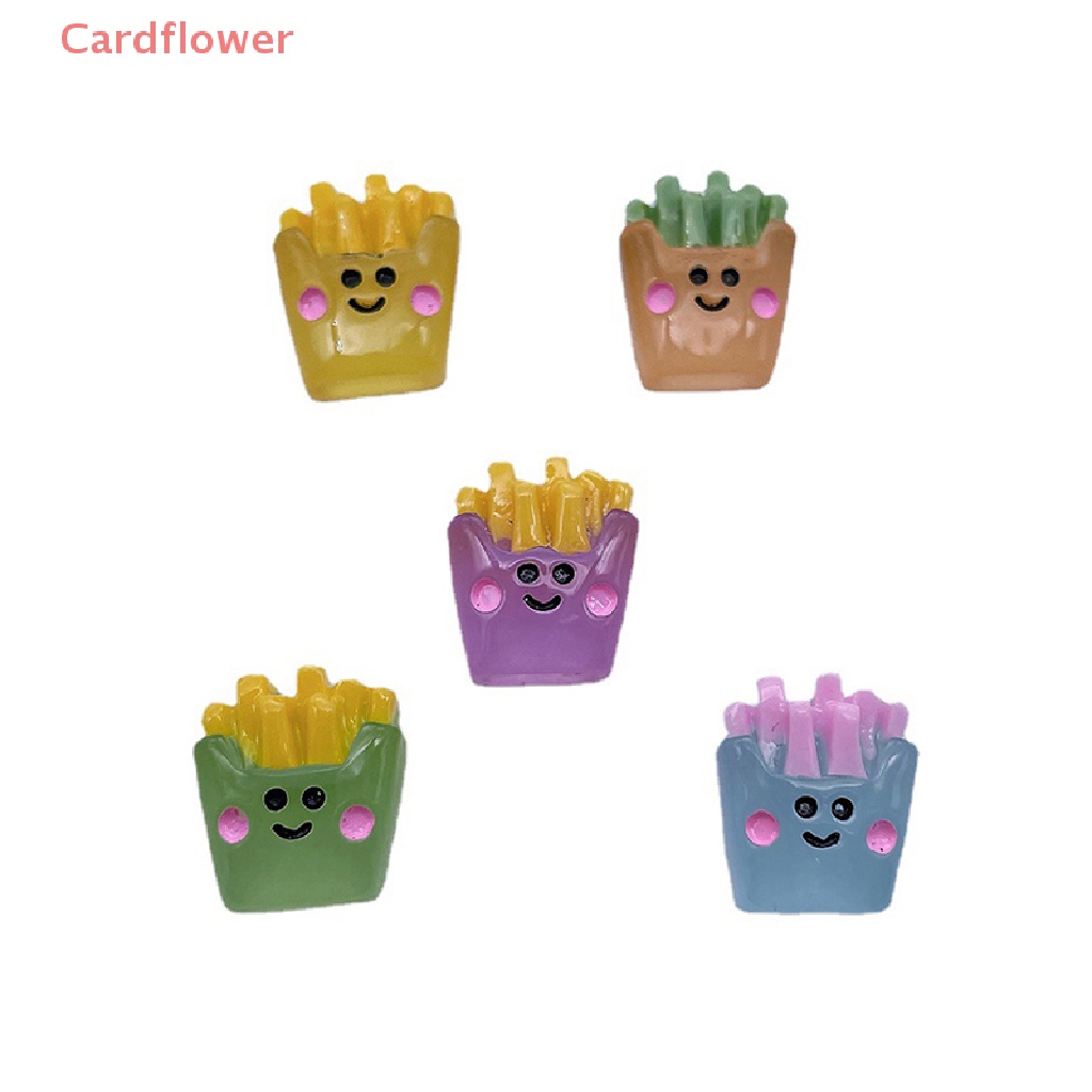 Bộ 2 Miếng Dán Hình Xe Hơi / Búp Bê / Khoai Tây Chiên Bằng Nhựa Resin Mini Phát Quang Diy Trang Trí Nhà Cửa Sân Vườn