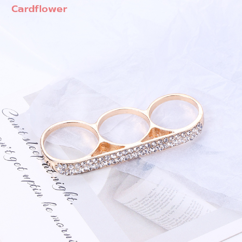 < Cardflower > Nhẫn Đeo Ba Ngón Tay Đơn Giản Bằng Thép Không Gỉ Thời Trang Làm Quà Tặng Trang Sức