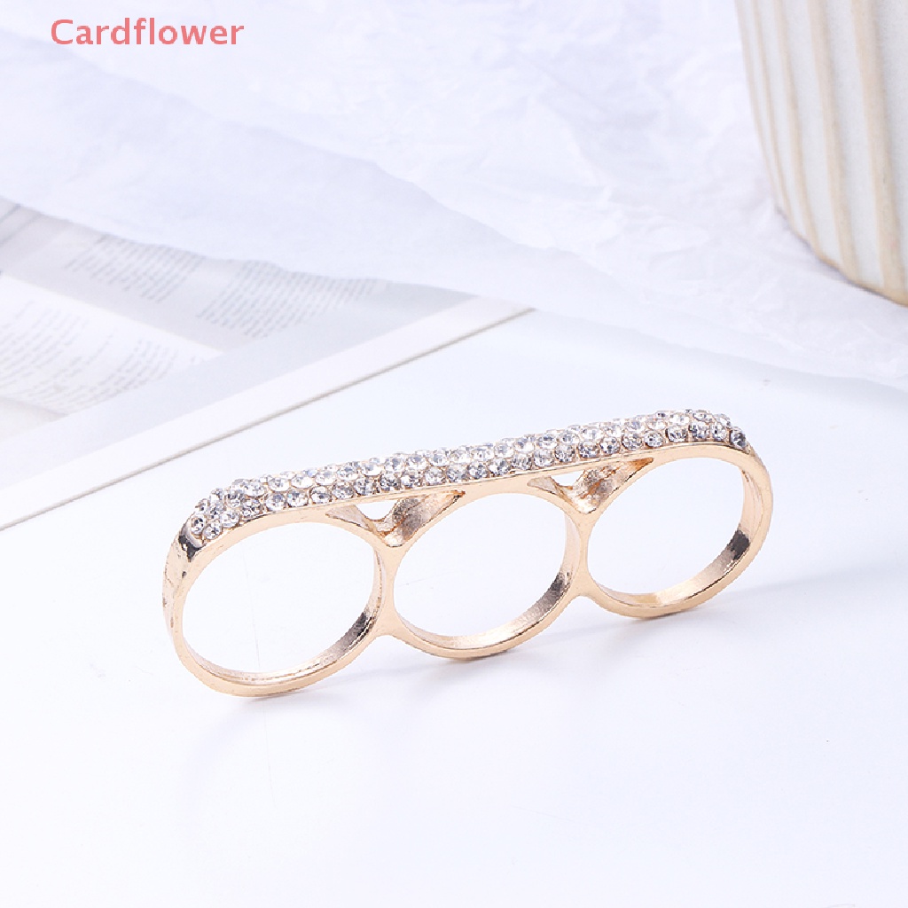 < Cardflower > Nhẫn Đeo Ba Ngón Tay Đơn Giản Bằng Thép Không Gỉ Thời Trang Làm Quà Tặng Trang Sức