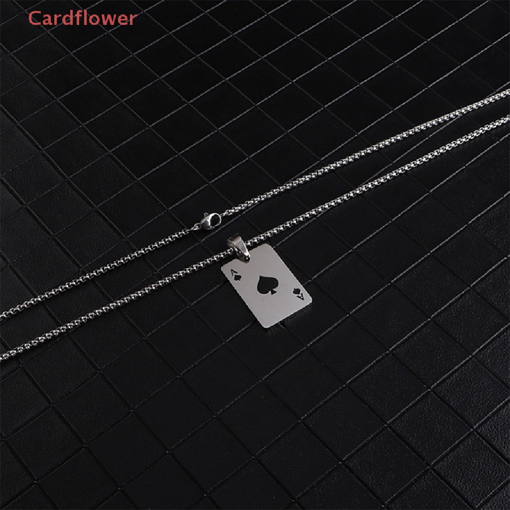 Vòng cổ Thép Titan Mặt Hình Lá Bài Poker Lucky Ace of Spades Màu Đỏ Đen Bạc Thời Trang Cho Nam