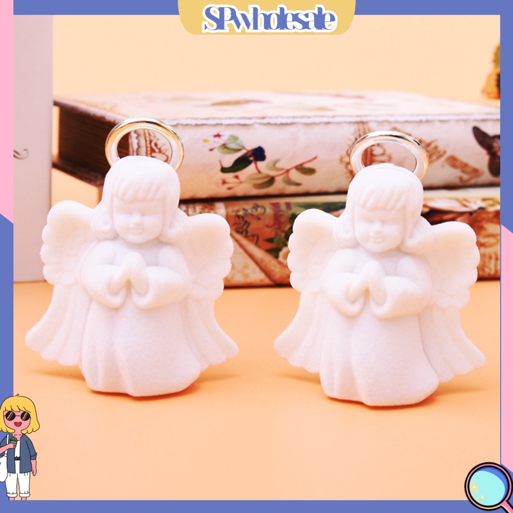 <SPwholesale> Hộp Đựng Trang Sức Hình Thiên Thần Màu Trắng Nhỏ Gọn Mịn Mượt Chống Bụi Dễ Mang Theo Cho Nữ