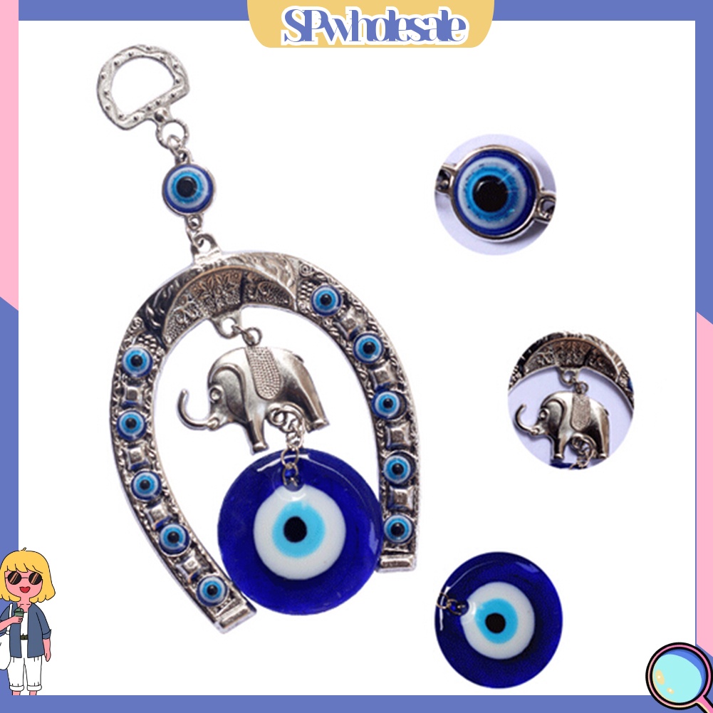 <SPwholesale> Mặt Dây Chuyền Hình Voi Mắt Xanh Thổ Nhĩ Kỳ Bảo Vệ May Mắn Cho Xe Hơi