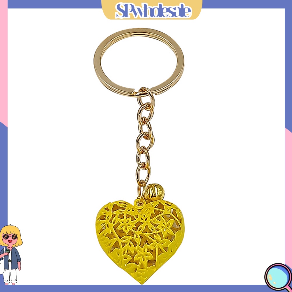 <SPwholesale> Móc Chìa Khóa Hình Trái Tim Khoét Rỗng Gắn Chuông Sành Điệu Unisex